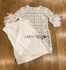 Classic White Lace Dress Lady Ribbon เดรสผ้าลูกไม้สีขาว