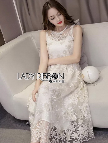 Lady Amanda Pure White and Gold Tulle Dress