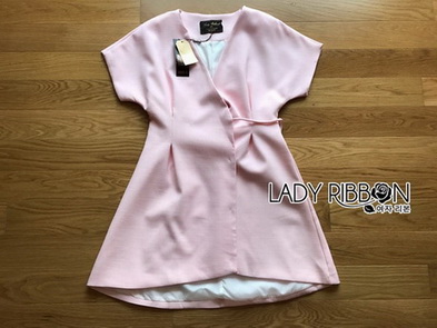 Rosa Sweet Casual Pastel Mini Dress with Ribbon