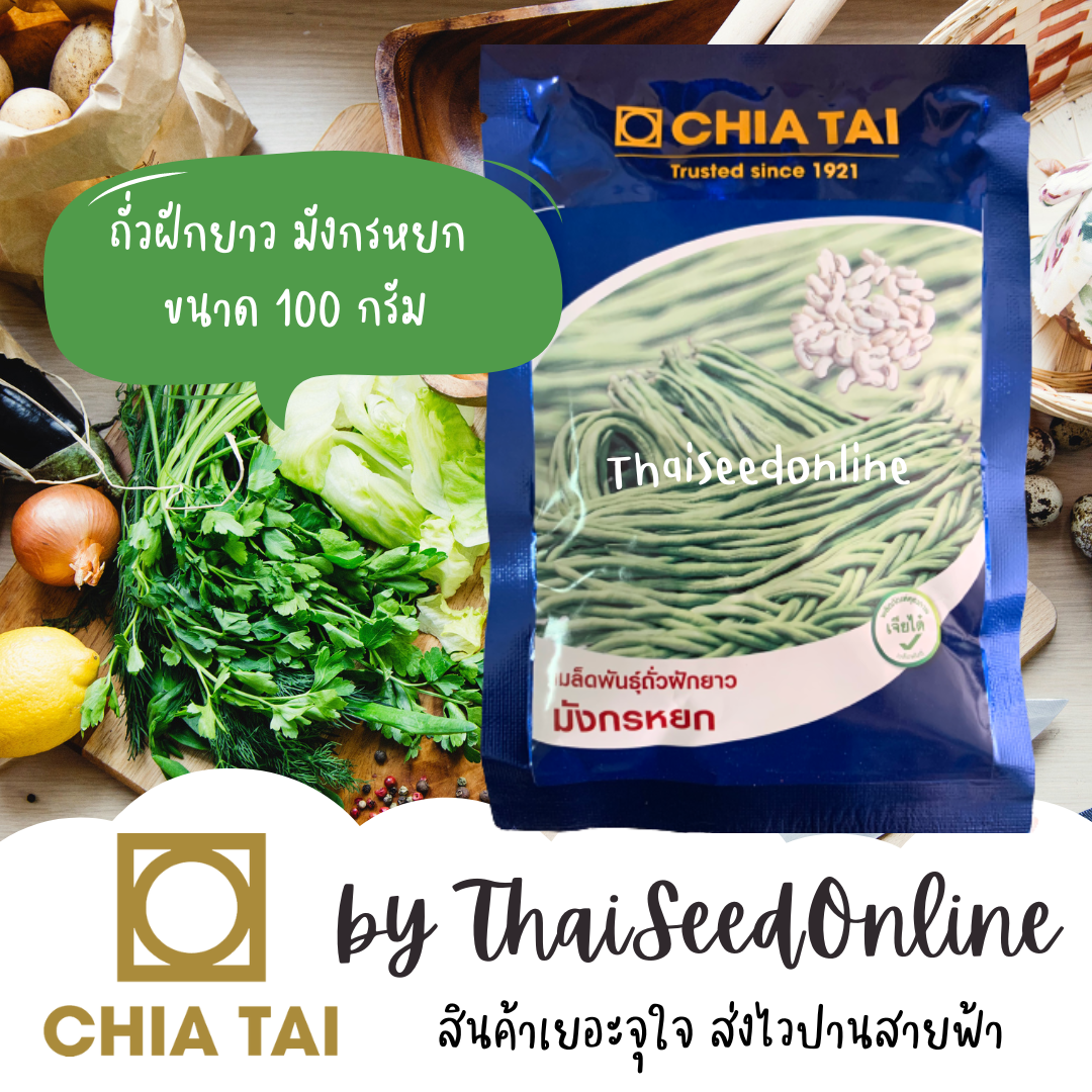 ❤️แบบซองใหม่ล่าสุด❤️100กรัม เมล็ดถั่วฝักยาวมังกรหยก ถั่วฝักยาวพันธุ์เนื้อ ถั่วฝักยาวเมล็ดขาว