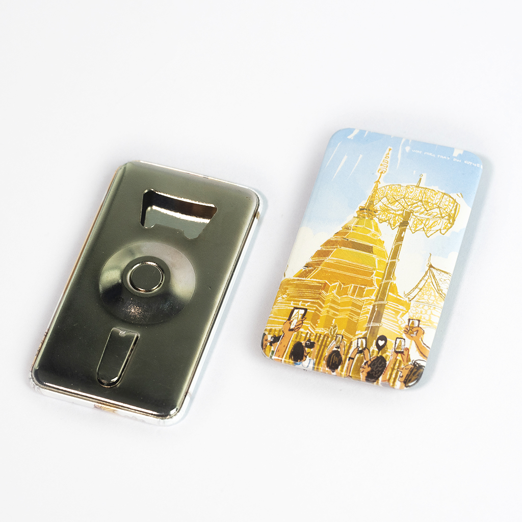Caliiicoที่เปิดขวดพร้อมแม่เหล็ก ลายพระธาตุดอยสุเทพ bottle opener with magnet Phra that doi suthep ChiangMai
