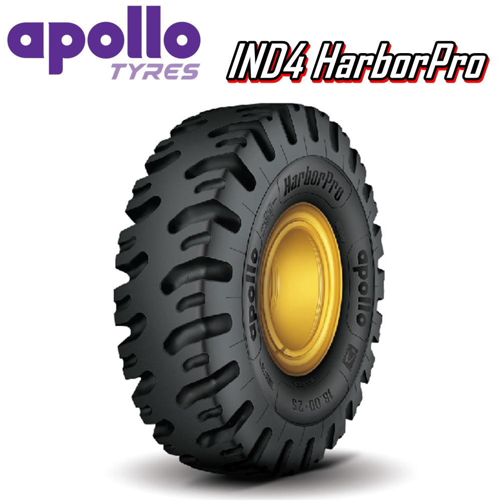 ยางรถบรรทุกขนาดใหญ่ ยางรถเหมือง ขนาด 18.00-25 รุ่น IND4 HarborPro ชนิด TL 40PR ยี่ห้อ APOLLO