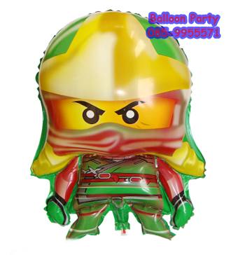 ลูกโป่งก้านการ์ตูนรูปนินจาโก สีเขียว NINJA