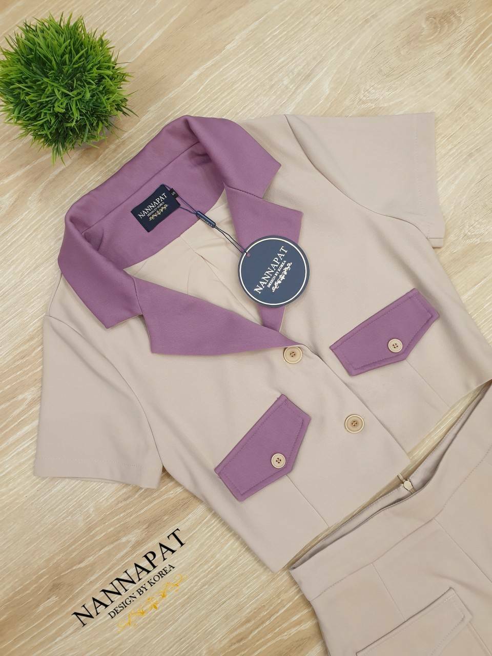 เสื้อกระดุมหน้ากางเกงกระเป๋าคู่