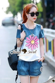 Lady Ribbon Online เสื้อผ้าออนไลน์ขายส่ง Seoul Secret เสื้อผ้า SS19180816 Seoul Secret Say's... Chilly Out Denim Set