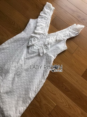 Elegant Middle Lady Ribbon Cotton Dress