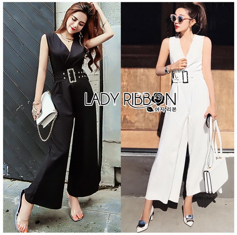 Jumpsuit with Belt Lady Ribbon ขายจัมป์สูท