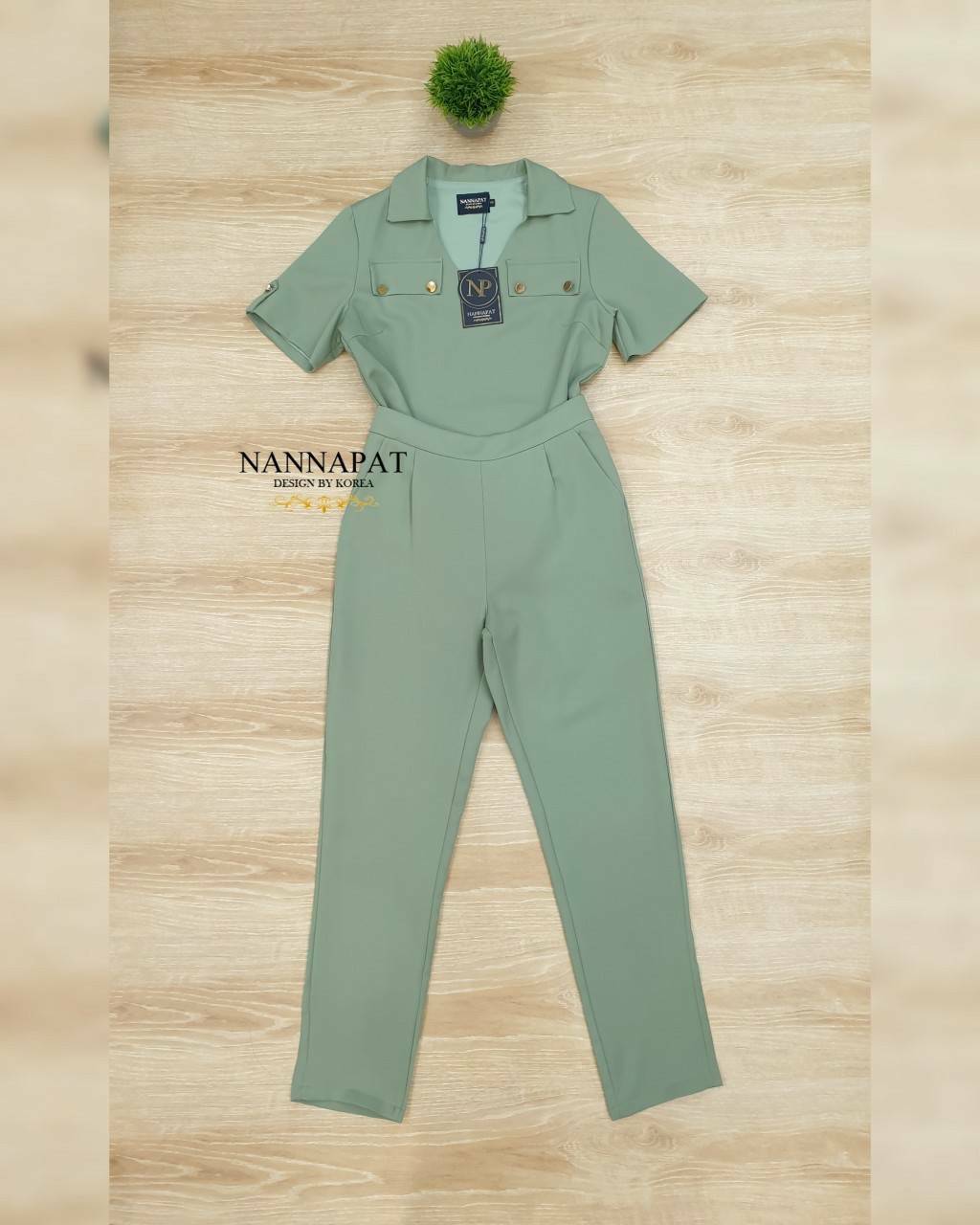 เสื้อคอปกกางเกงมีกระเป๋าข้าง