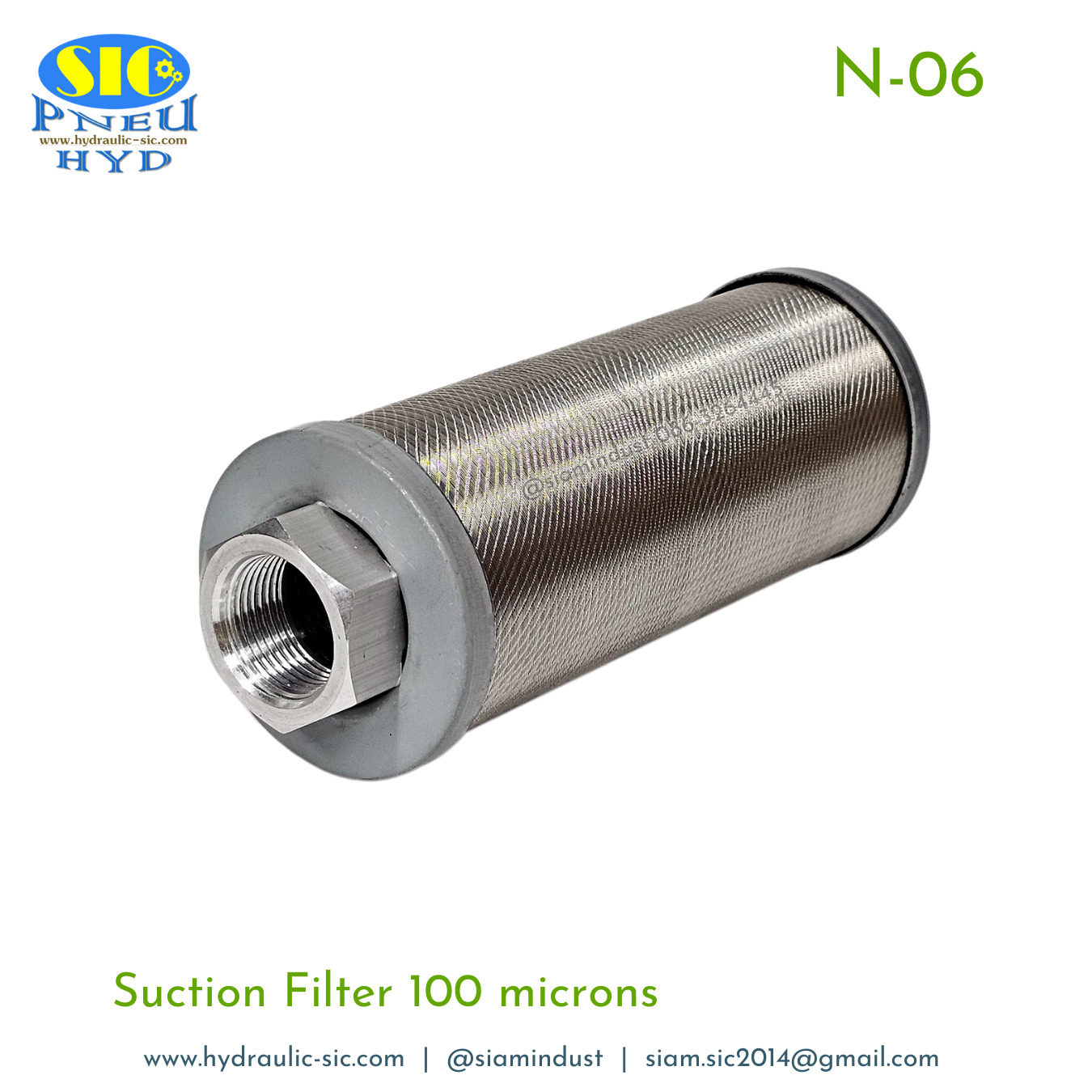 N-06,N-08,N-10,N-12,N-16 Suction Filter 100 micron กรองไฮดรอลิค กรองขาดูด กรองสแตนเลส