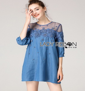 Denim Lady Ribbon Mini Dress มินิเดรส