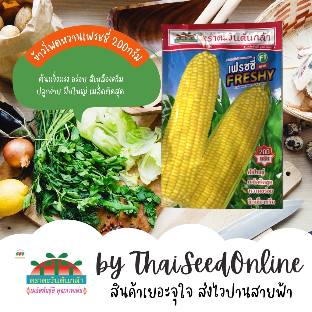 ADV ถุง200กรัม 🔥ใหม่🔥เมล็ดพันธุ์ข้าวโพดหวาน เฟรชชี่ 200 กรัม ตราตะวันต้นกล้า