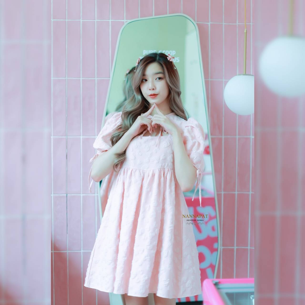 Dress น่ารักซิปหลังแขนพอง