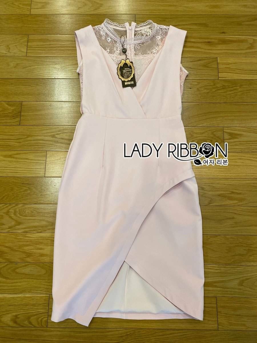 เดรสเข้ารูปพอดีตัวสีชมพู Lady Ribbon