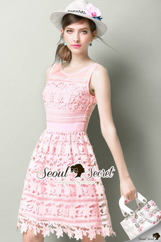 Lady Ribbon Online ขายส่งเสื้อผ้าออนไลน์ เสื้อผ้า Seoul Secret SS10040816 Seoul Secret Say's .... Pastel Pink Princess Lace Dress