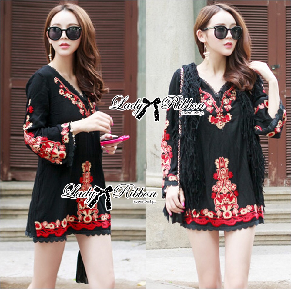 Lady Eva Floral Blooming Embroidered Mini Dress