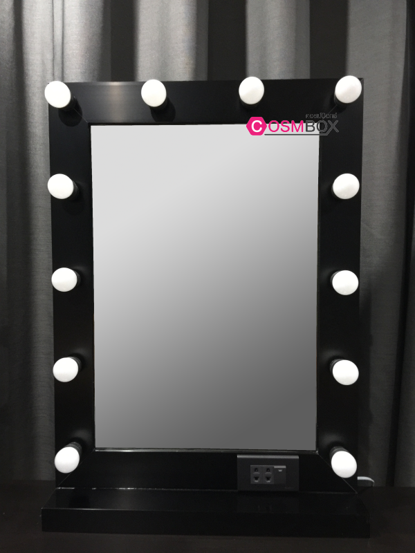 กระจกแต่งหน้ามีไฟ กระจกแต่งหน้า กระจกมีไฟ - 60x80cm. (รุ่นตั้งโต๊ะ) สีดำ