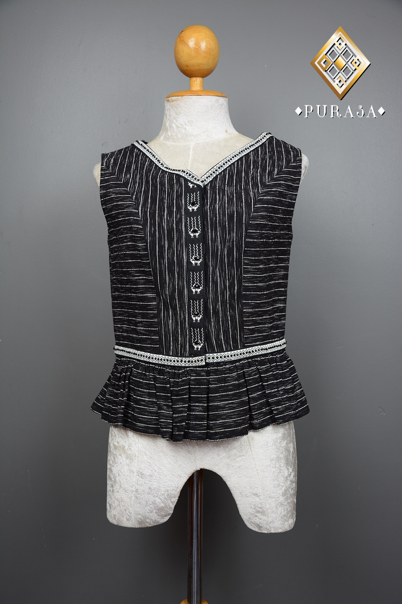 PUS017 เสื้อผ้าฝ้ายแต่งตีนจก