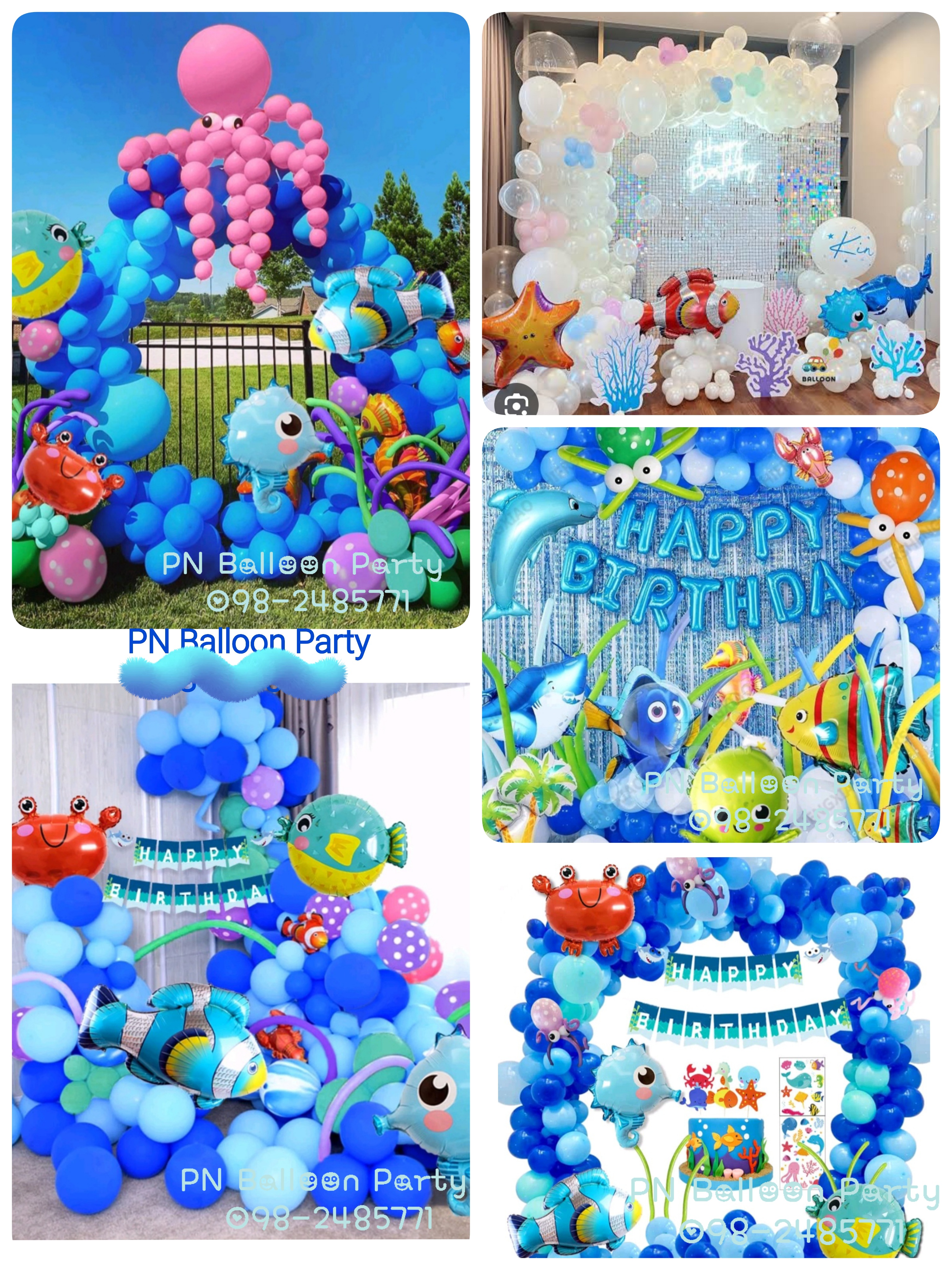 ซุ้มโค้ง แบลคดรอป ท้องทะเล สัตว์ทะเล Aquatic animals Balloons colum