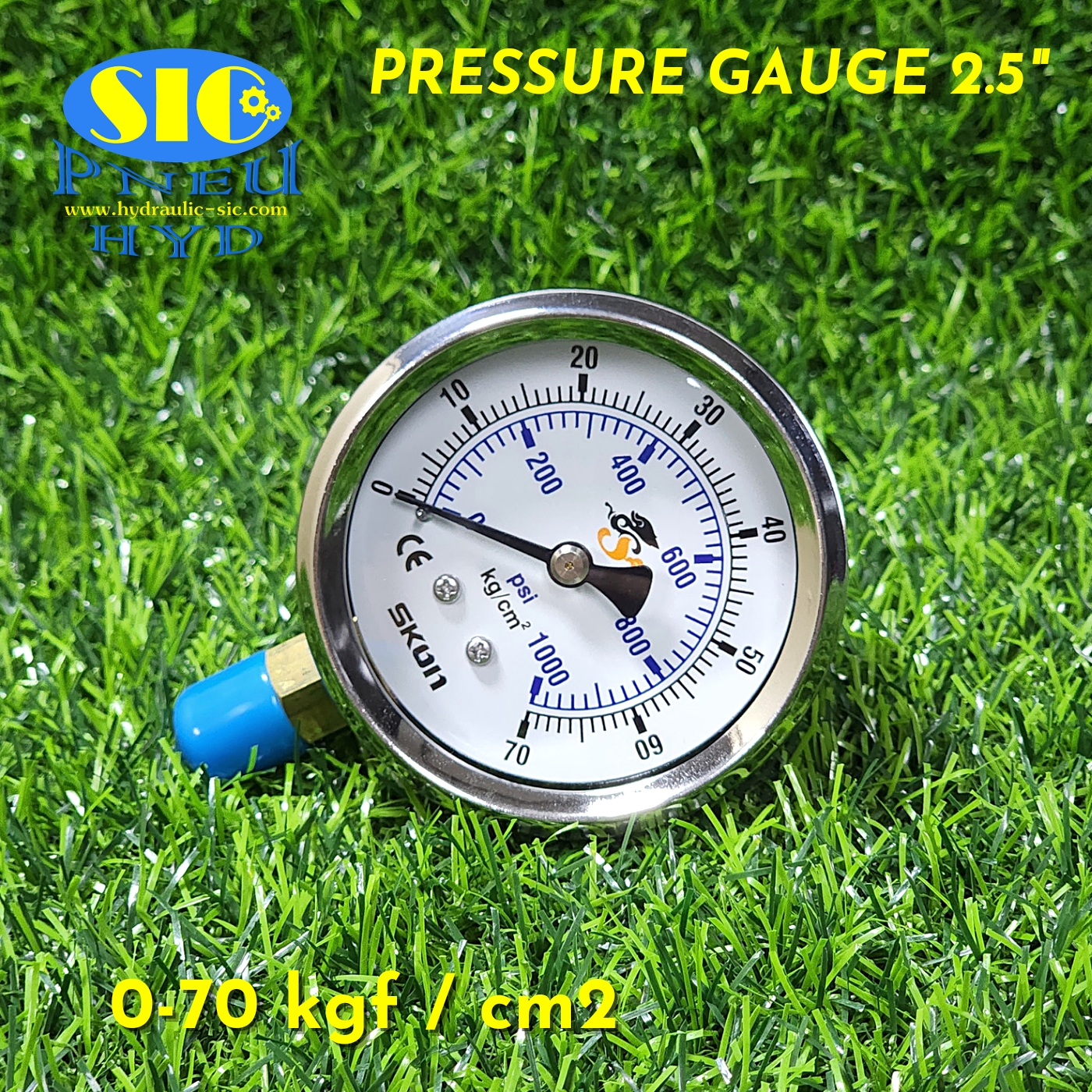 321-21-222** Pressure Gauge kgf-cm2/Psi เกจวัดแรงดัน หน้าปัด 2-1/2" เกลียวออกข้าง (SKON)