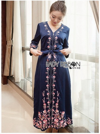 Lady Claire Modern Navy Crepe Long Dress