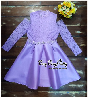 Lady Ribbon Online ขายส่งเสื้อผ้าออนไลน์ Very very pretty VP04030816 Luxury Lace Cut-Out Embroidered Pearls Dress เดรสผ้า