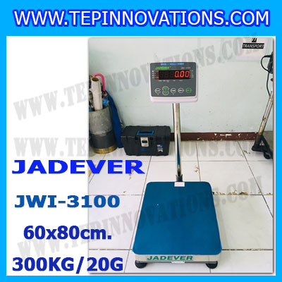 เครื่องชั่งดิจิตอลตั้งพื้น 300kg ยี่ห้อ JADEVER รุ่น JWI-3100 II ขนาดแท่น 60x80cm. เครื่องชั่งน้ำหนัก300กิโล เครื่องชั่งดิจิตอลชั่งน้ำหนัก300kg ตาชั่ง300kg ตาชั่งดิจิตอล300kg เครื่องชั่งดิจิตอล300kg พิกัดน้ำหนัก 300kg ค่าละเอียด 20g