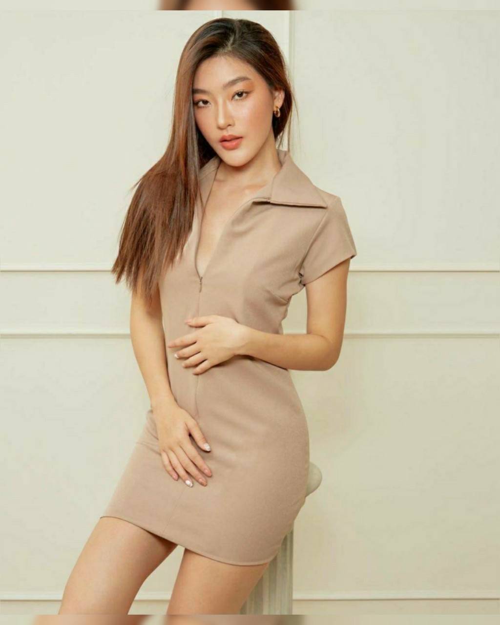 ชุดเดรสผ้าเนื้อดีนุ่มใส่สบาย มีซับใน