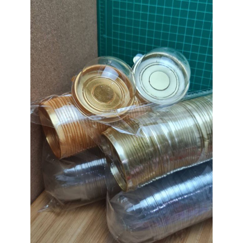 กล่องโดม #2 ฐานด้านใน6×สูง4.8cm. ~50ใบ/แพ็ค เบเกอรี่ ฐานทองฝาใส bbpo j12