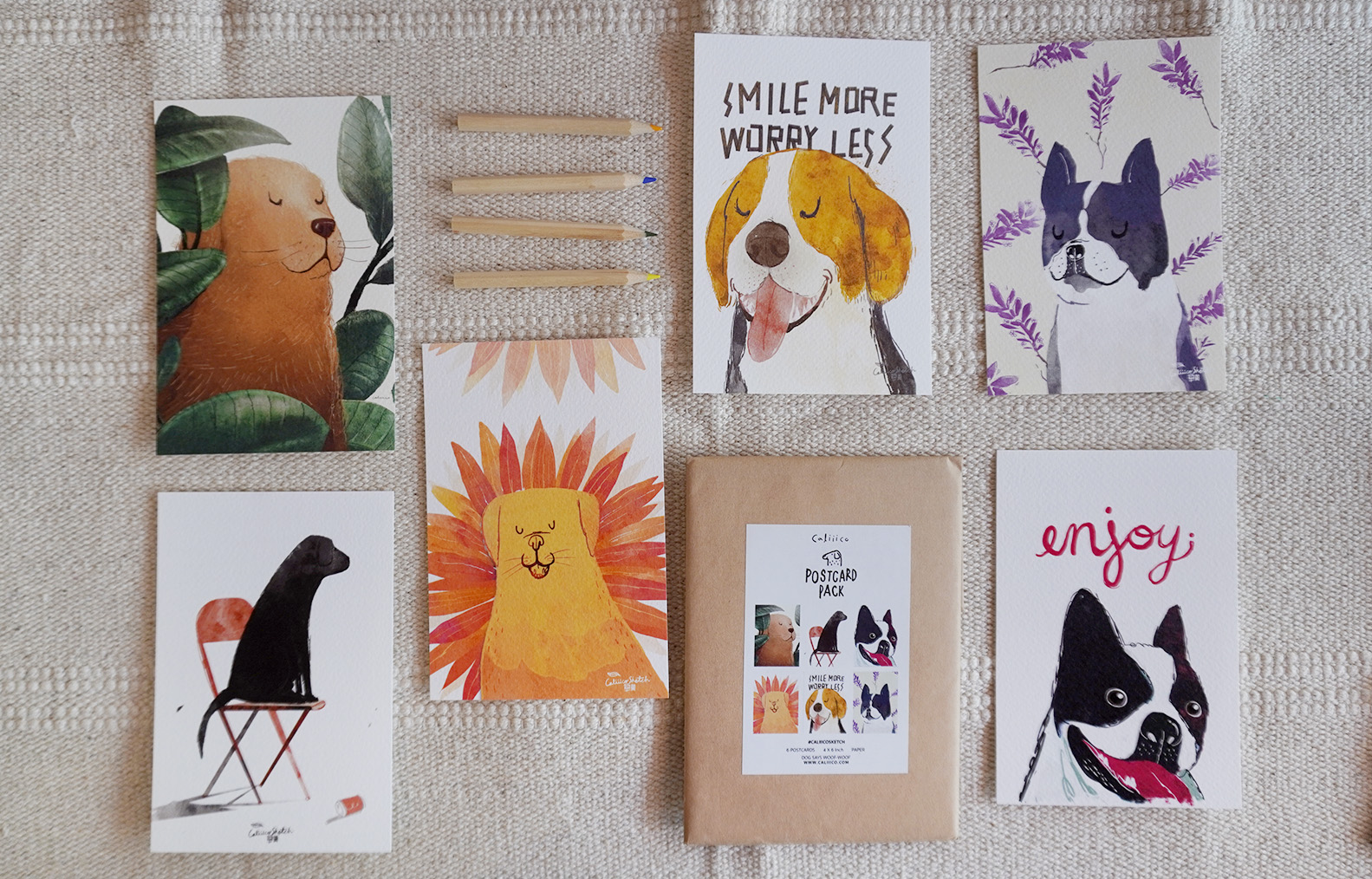 โปสการด์แพ็ค ลายน้องหมาชุดที่4 ในเชตมี 6ใบ คละลาย Postcard Pack Cat Set 4 4x6 inch