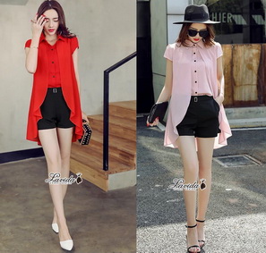 เสื้อทรงแขนล้ำผ้าชีฟอง 2 ชั้น