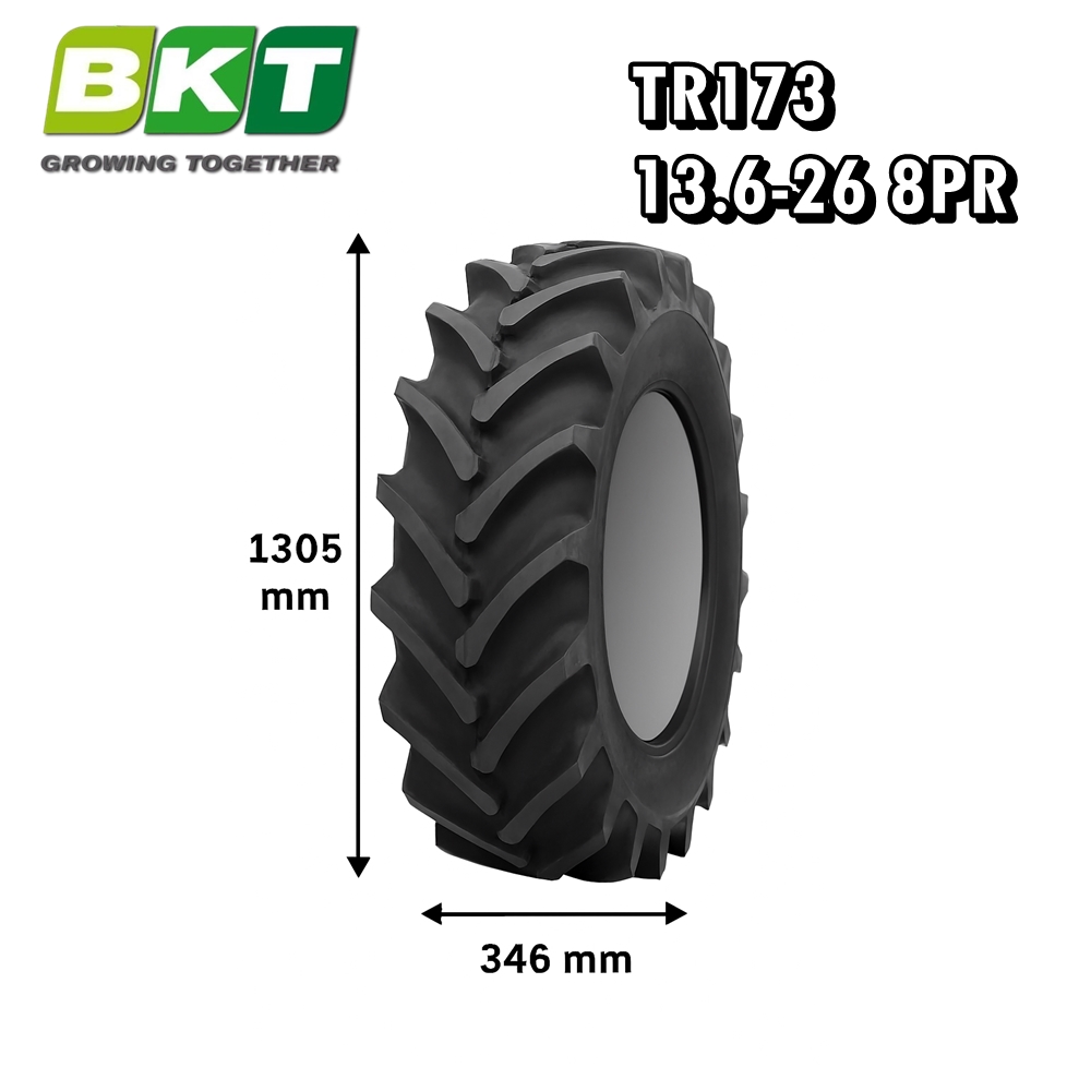 ยางรถไถ ขนาด 13.6-26 รุ่น TR173 ชนิด TT 8PR ยี่ห้อ BKT