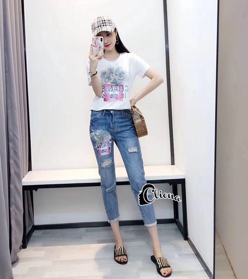 เซ็ทยีนส์ เสื้อกางเกง เสื้อยืดแขนสั้น