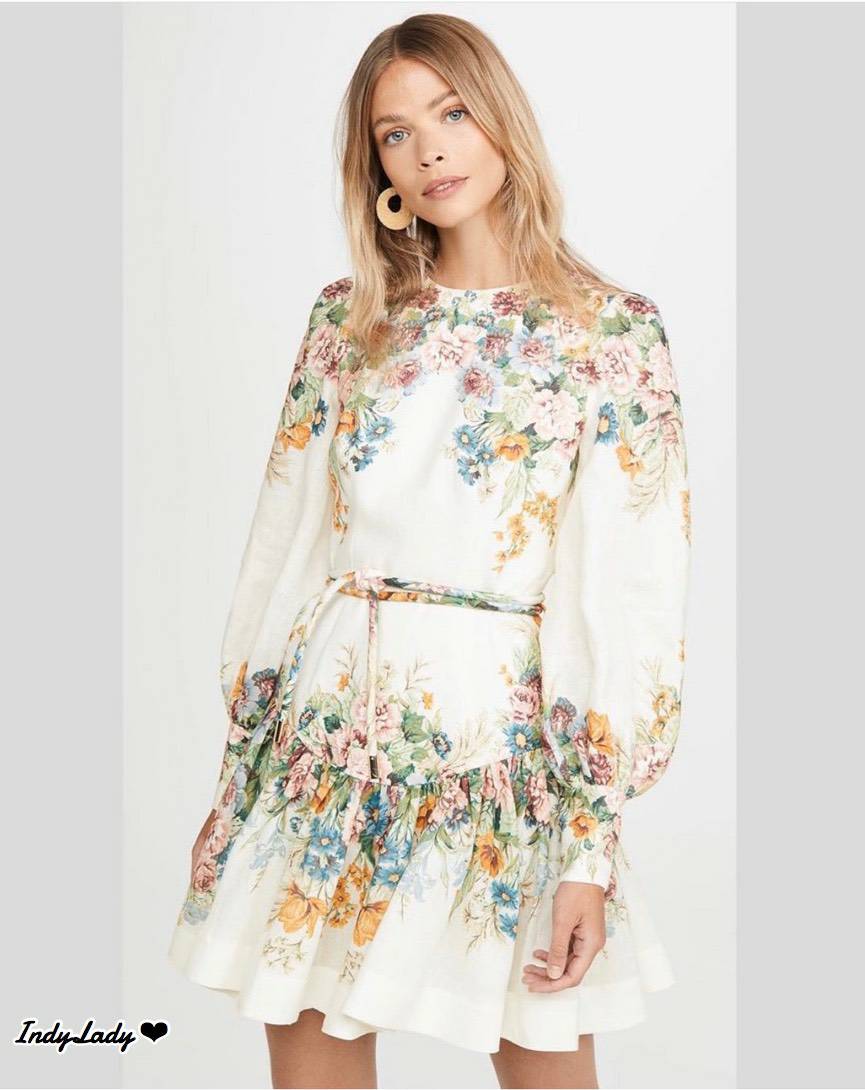 Dress สั้นงานแขนยาวพองคอกลม