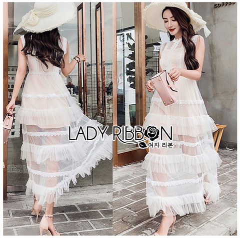 Lace Dress เดรสผ้าทูลเลและลูกไม้ตกแต่งระบาย