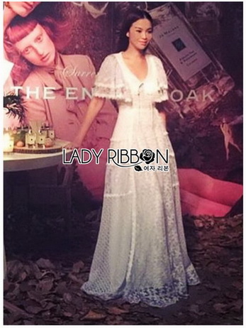 Lady Lace-Down White Lace Dress