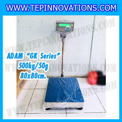 เครื่องชั่งน้ำหนักดิจิตอล ADAM รุ่น GK-500kg x 50g เครื่องชั่งน้ำหนัก500กิโล เครื่องชั่งดิจิตอล500kg กิโลดิจิตอล500kg ตาชั่งดิจิตอล500kg ขนาดแท่น 80x80cm ยี่ห้อ ADAM รุ่น GK