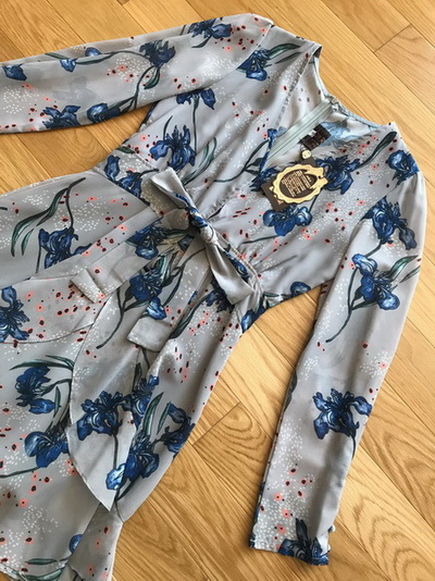 Chiffon Dress เดรสผ้าชีฟองพิมพ์ลายดอกไม้สีน้ำเงิน