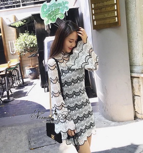 ชุดเดรสแฟชั่นฤดูร้อน เสื้อผ้าลูกไม้เกาหลี