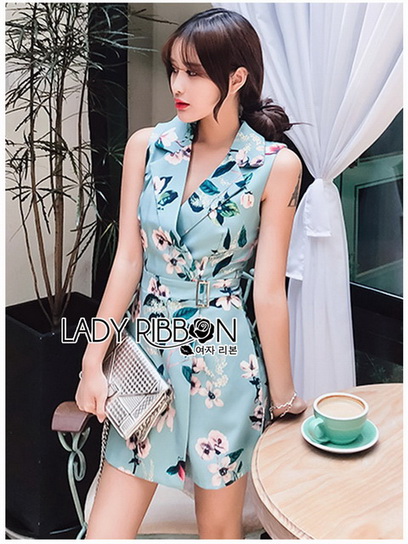 Jumpsuit จัมป์สูทขาสั้นทรงเชิ้ตพิมพ์ลายดอกไม้สีสด