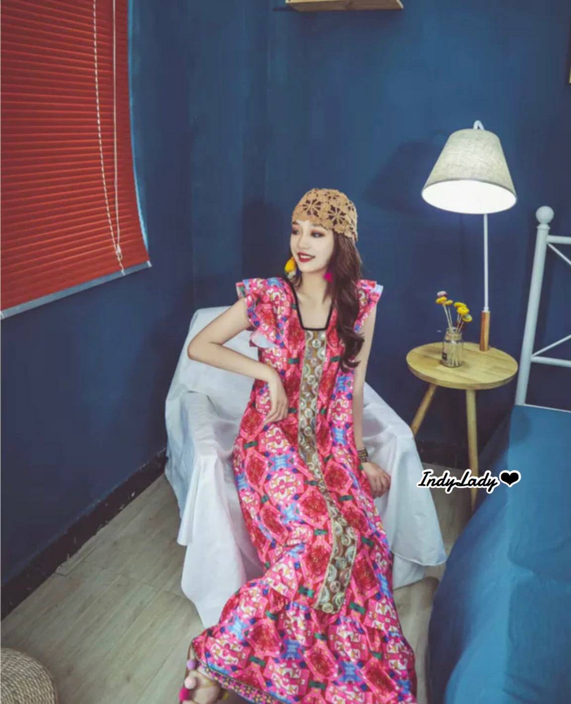 เดรสยาว สไตล์ Bohemian แขนระบาย