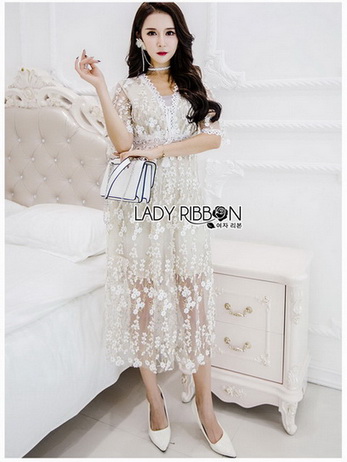 Annie Golden lady Ribbon Lace Dress