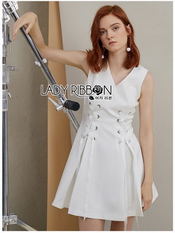 Lady Felix Double Lace-Down White Mini Dress