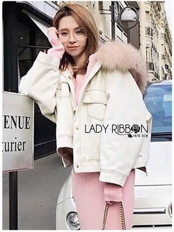 Lady Ribbon White Denim Jacket