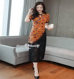 เสื้อพร้อมกางเกงคอจีนผ้าซีทรู