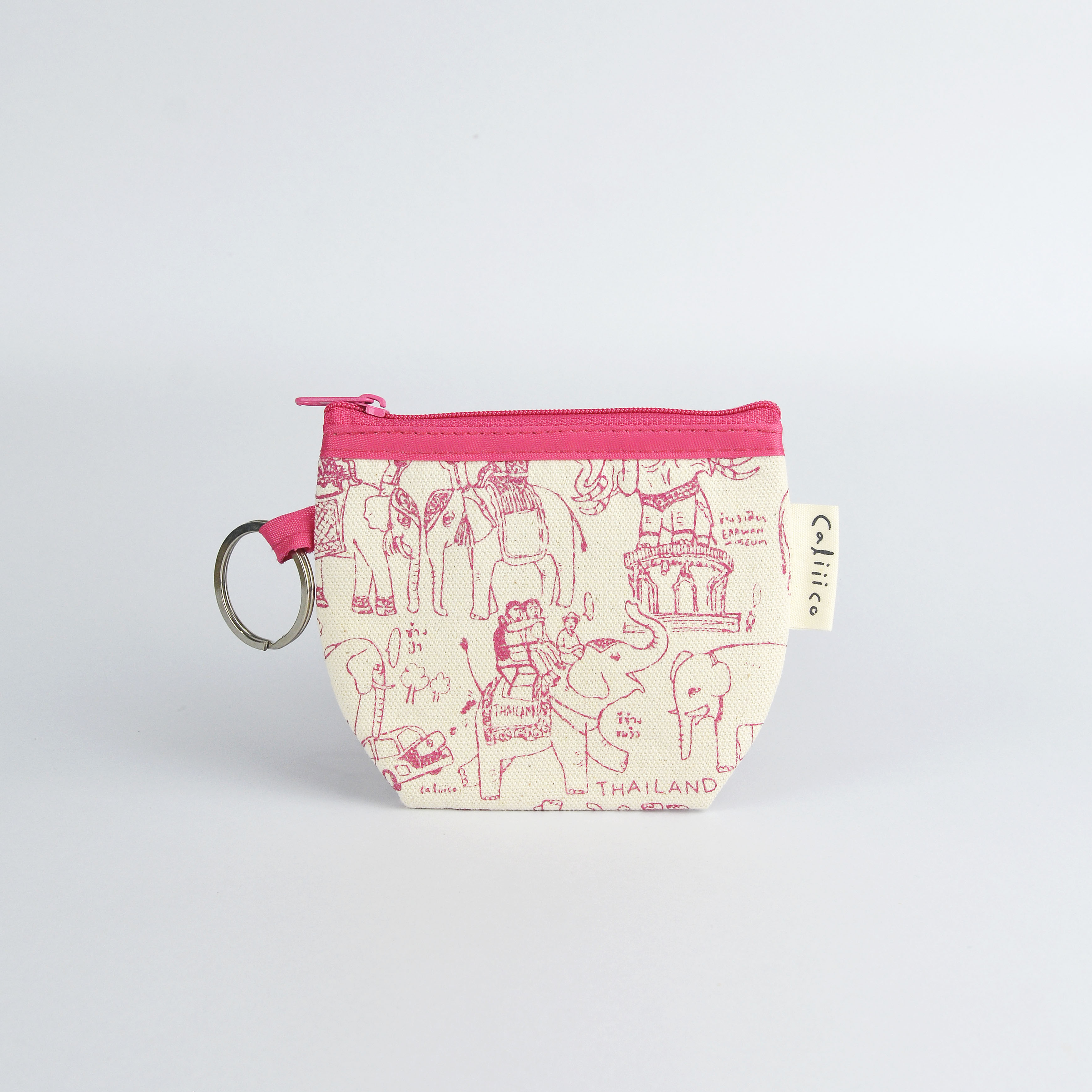 กระเป๋าใส่เหรียญลายช้างไทย สีชมพู coin bag Pink