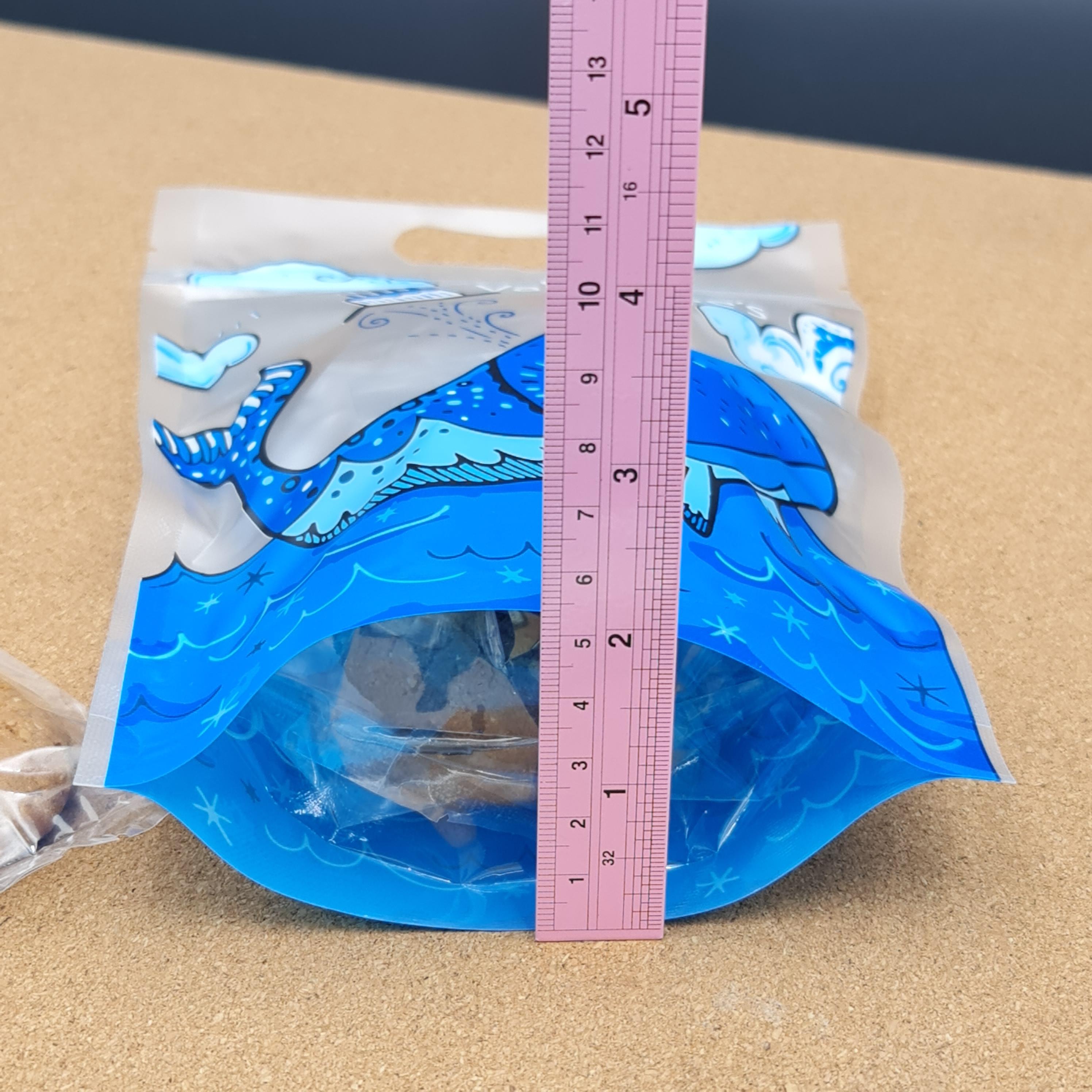 ถุงซิป มีหูหิ้ว ตั้งได้ วาฬน้ำเงิน 15.5×23+ก้นถุง6cm. 50ใบ/แพ็ค 20ใบ/แพ็ค พลาสติก แพ็คเกจ เบเกอรี่ j12