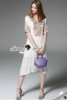 SS23220816 Seoul Secret Say's .... Lovely Color Flora Stick Maxi Dress