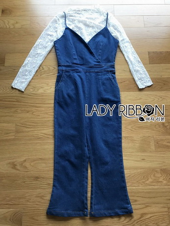 Minimal Lace and Denim Jumpsuit