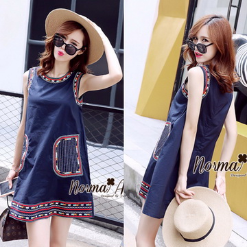 Lady Ribbon Online เสื้อผ้าออนไลน์ ขายส่ง normal ของแท้ NA01140716 🎉Normal Ally Present new collection embroider summer dress