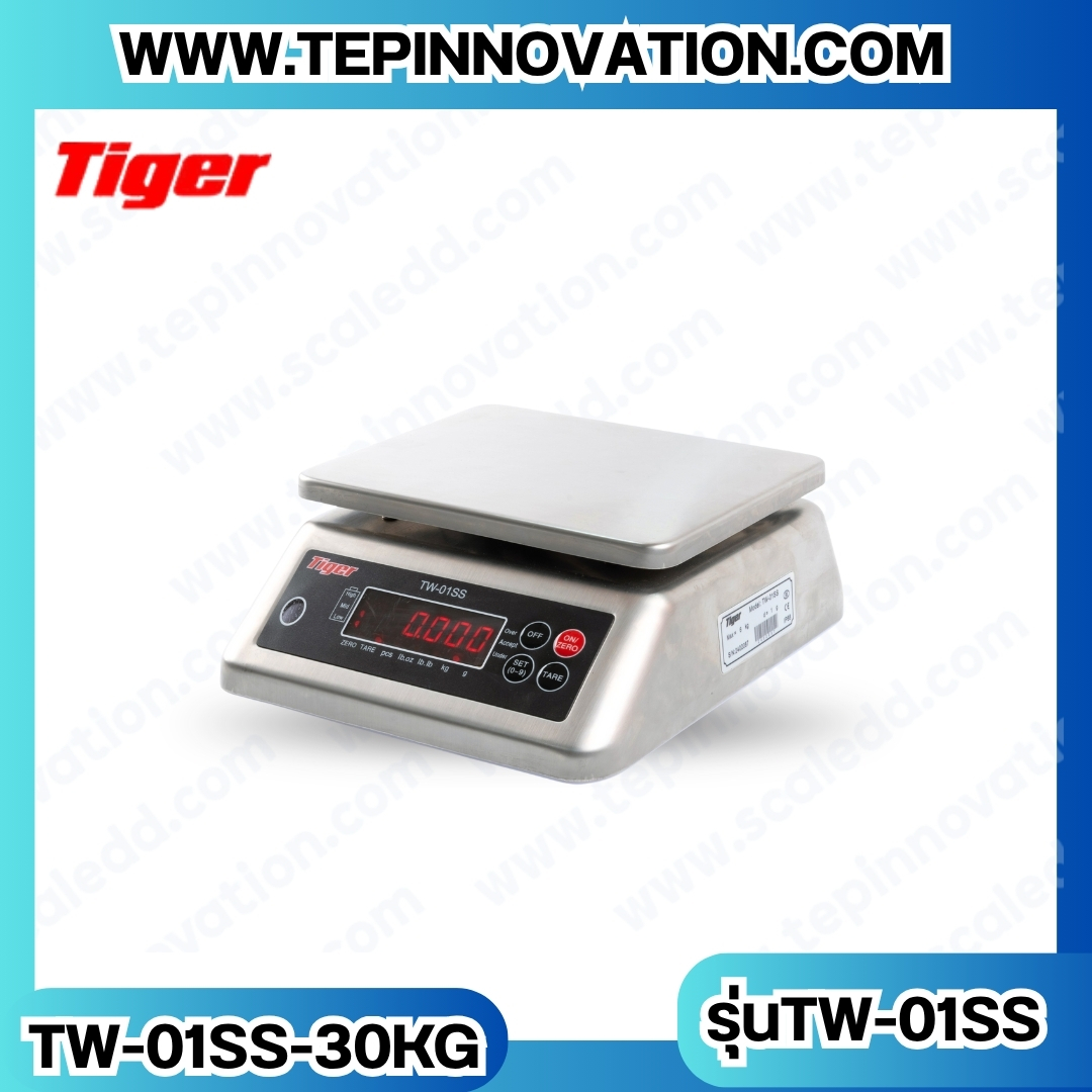 เครื่องชั่งกันน้ำ30kg รุ่น TW-01SS ตาชั่งกันน้ำ30kg เครื่องชั่งดิจิตอลกันน้ำ30kg พิกัด 30kg ความละเอียด 5g Waterproof Digital Scale ยี่ห้อ Tiger รุ่น TW-01SS